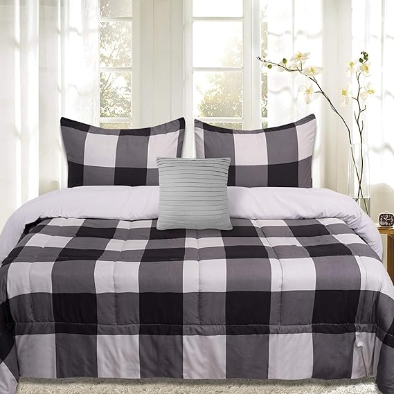 5 Piece Comforter Set Bag Solid Color All Season Soft Down Luxurious