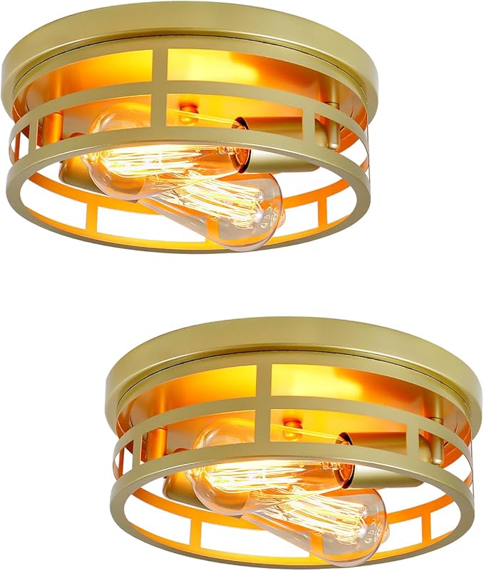 5-Light Rattan Ceiling Light Fixture, 16" Round Boho Flush Mount Ceiling Lights