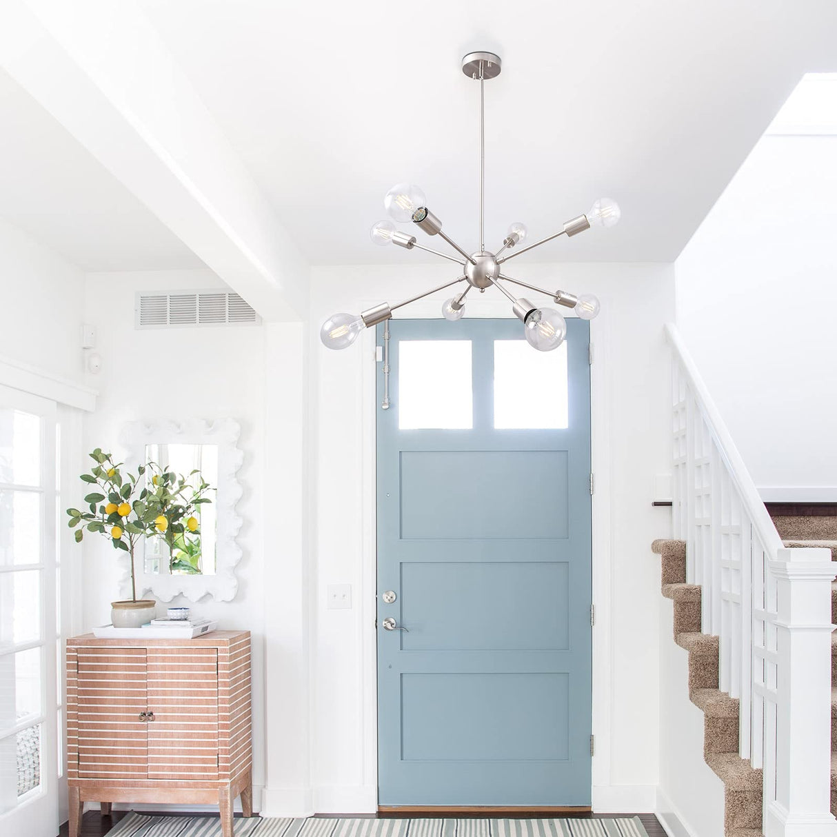 Sputnik Chandeliers 8 Light Brushed Nickel Modern Sputnik Light Fixture Industrial Sputnik