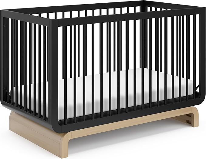 Santorini Deluxe 5-in-1 Convertible Crib with Bonus Toddler Guardrail (Sage with Driftwood) – GREENGUARD Gold Certified, Includes Toddler Guardrail, Fits Standard Crib Mattress