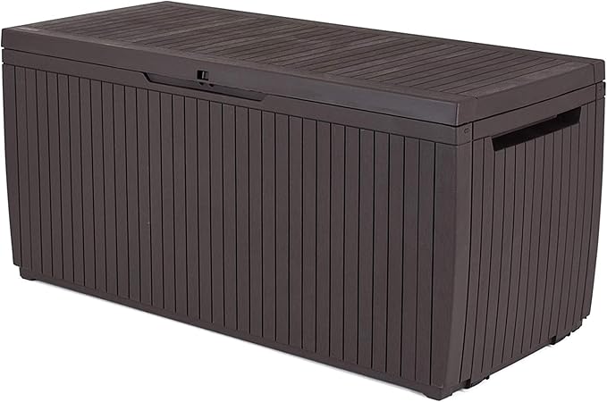 123 x 53.5 x 57 cm Springwood Outdoor Plastic Storage Box Garden Furniture - Brown