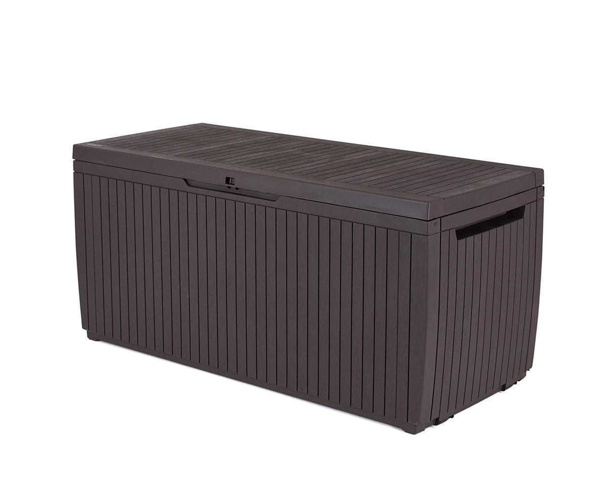 123 x 53.5 x 57 cm Springwood Outdoor Plastic Storage Box Garden Furniture - Brown