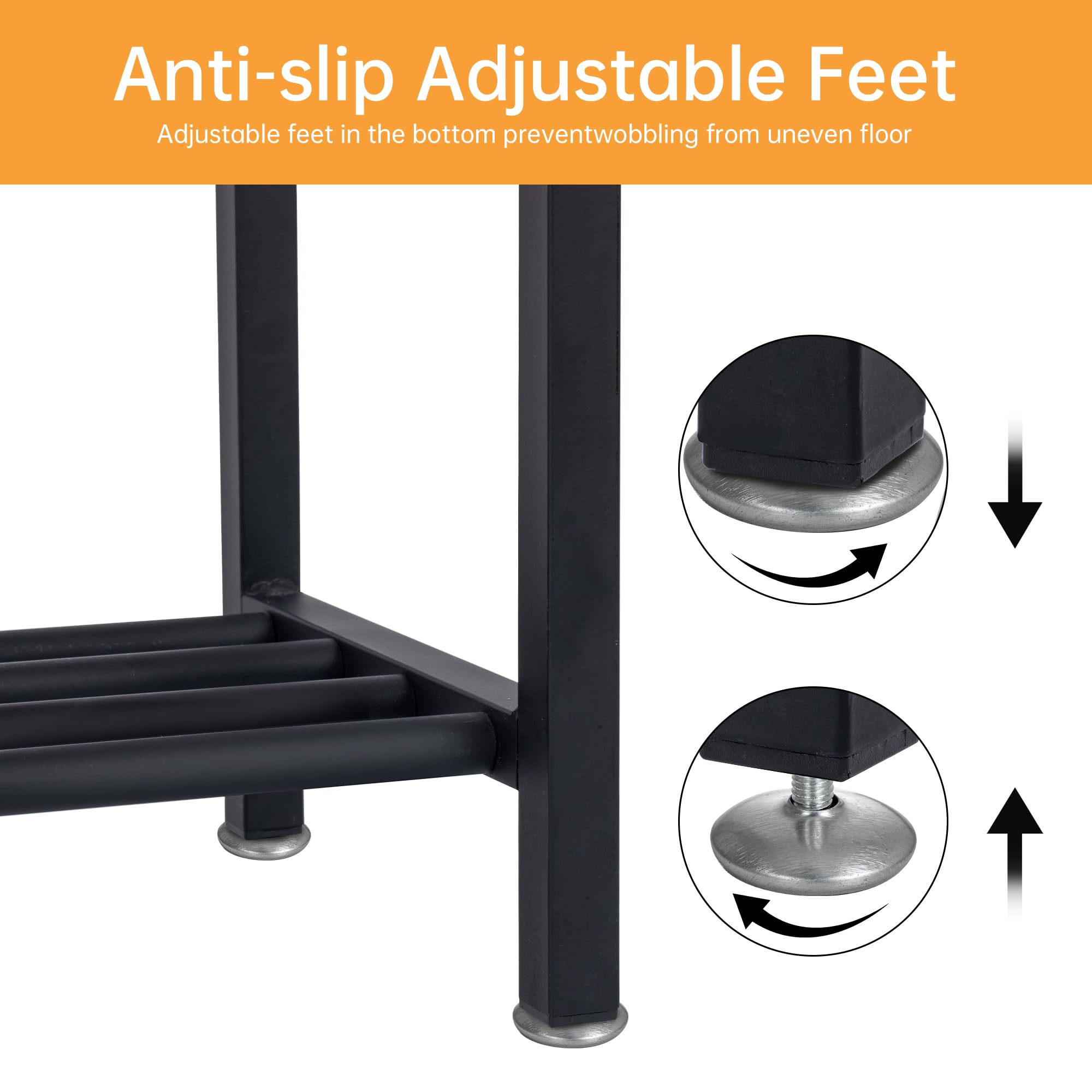 Industrial Solid Wood Console Table, 2 Tier Entryway Table with Storage Shelves