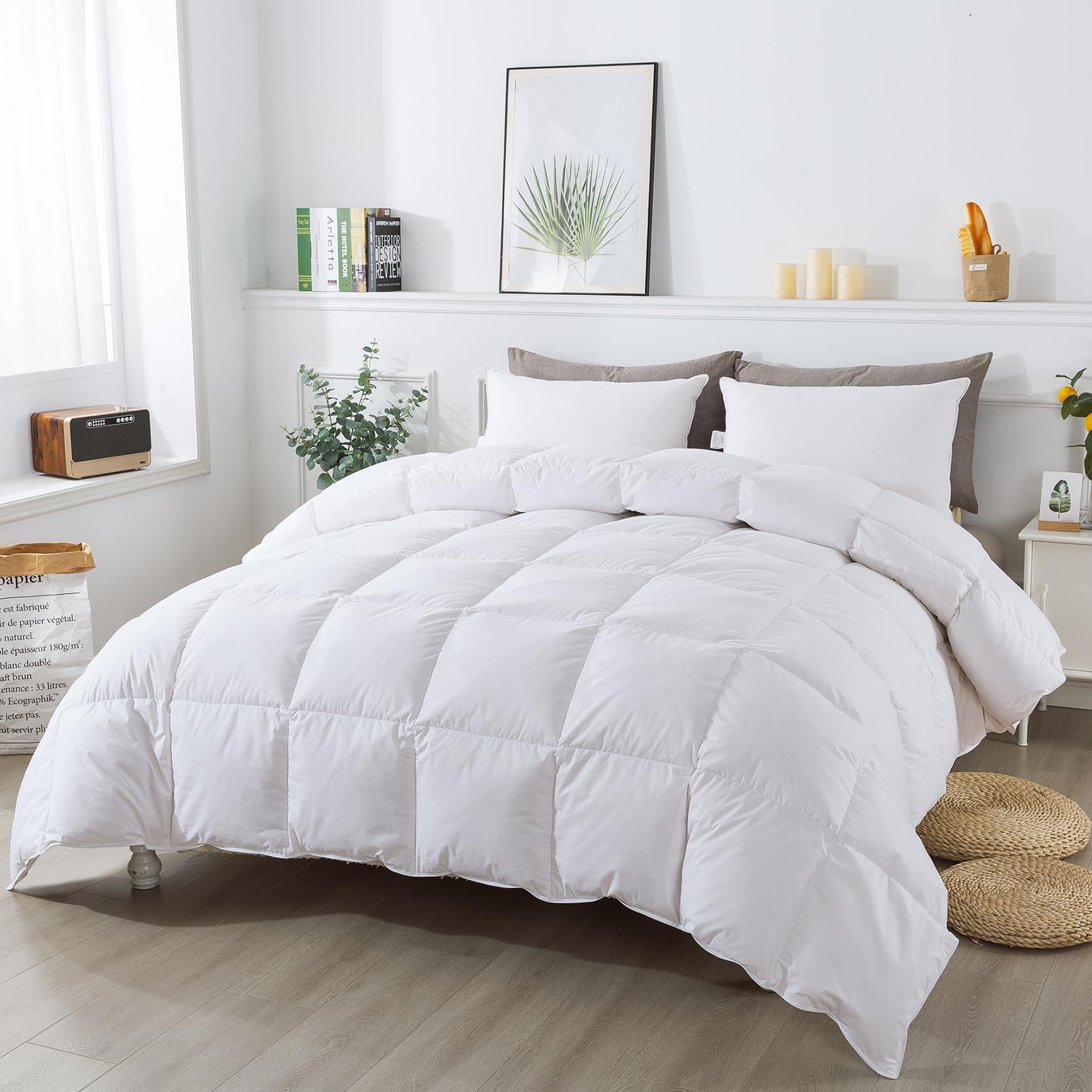 Down Comforter-Ultra-Soft Bedding Comforter 750 Fill Power All Season Duvet Insert
