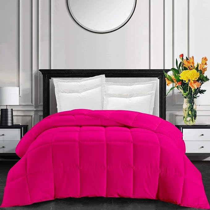 Hot Pink 1 PC Stitched Comforter-500 GSM Fill Power Premium Cotton Lightweight Palatial