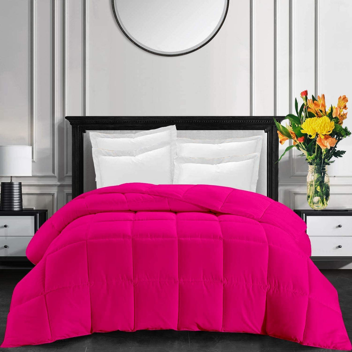 Hot Pink 1 PC Stitched Comforter-500 GSM Fill Power Premium Cotton Lightweight Palatial