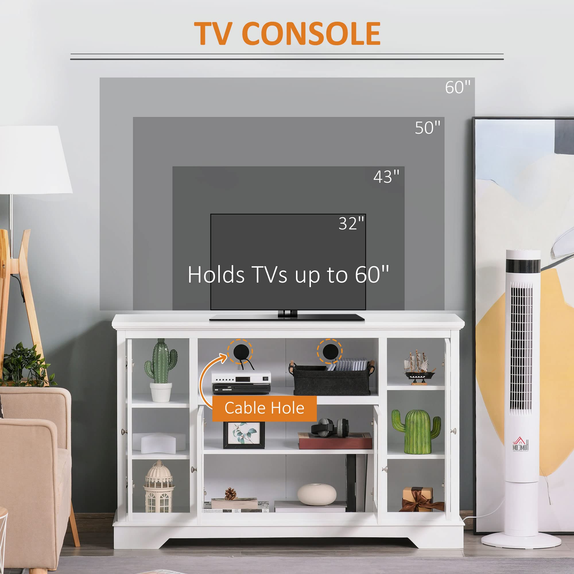 Sideboard Buffet Cabinet with Storage, Kitchen Cabinet Coffee Bar Cabinet with Glass Doors for Living Room, Kitchen, White