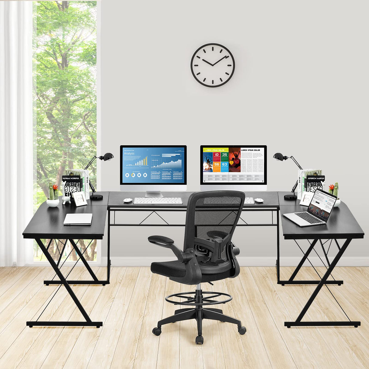 L-Shaped Gaming Desk, 59" Home Office Desk Computer Table Writing Table