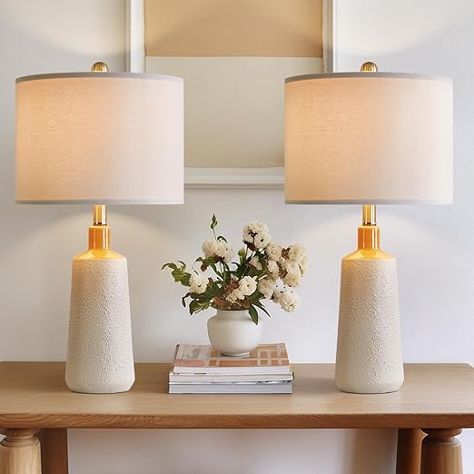 23.25 inches Modern Ceramic Table Lamp Set of 2 for Living Room