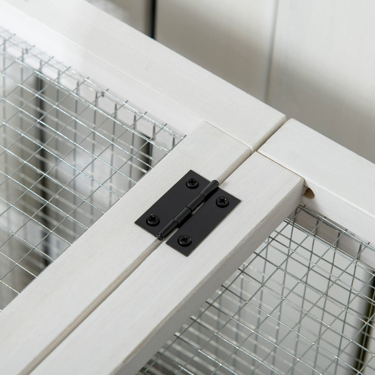 Indoor Outdoor Wooden Rabbit Hutch with Wheels, Large Bunny Hutch