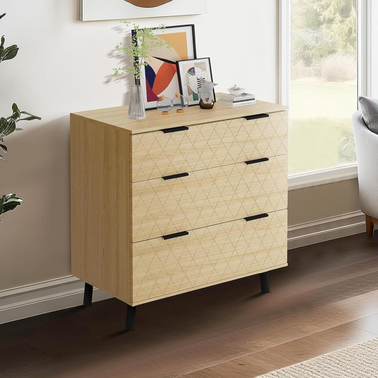 3 Drawer Dresser, Large Capacity 3 Drawer Dresser