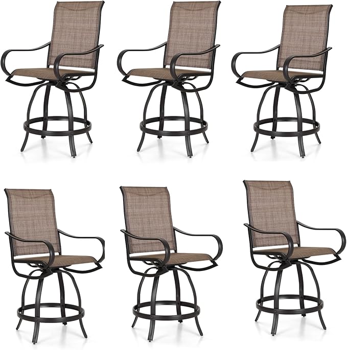 3 Piece Outdoor Bar Set, Counter Height Patio Bar Bistro Table and Swivel