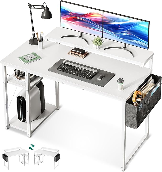 40 inch Small Computer Desk with Adjustable Monitor Stand