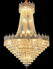 32“ French Empire Crystal Chandelier Modern Gold Crystal Chandeliers Round Large High