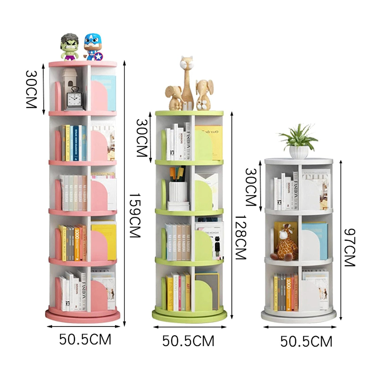 Bookcases 360° Rotating Bookshelf Simple Standing Bookcase Large Capacity Book Rack Home Magazine Children's Picture Book Bookshelves Practical Fashion