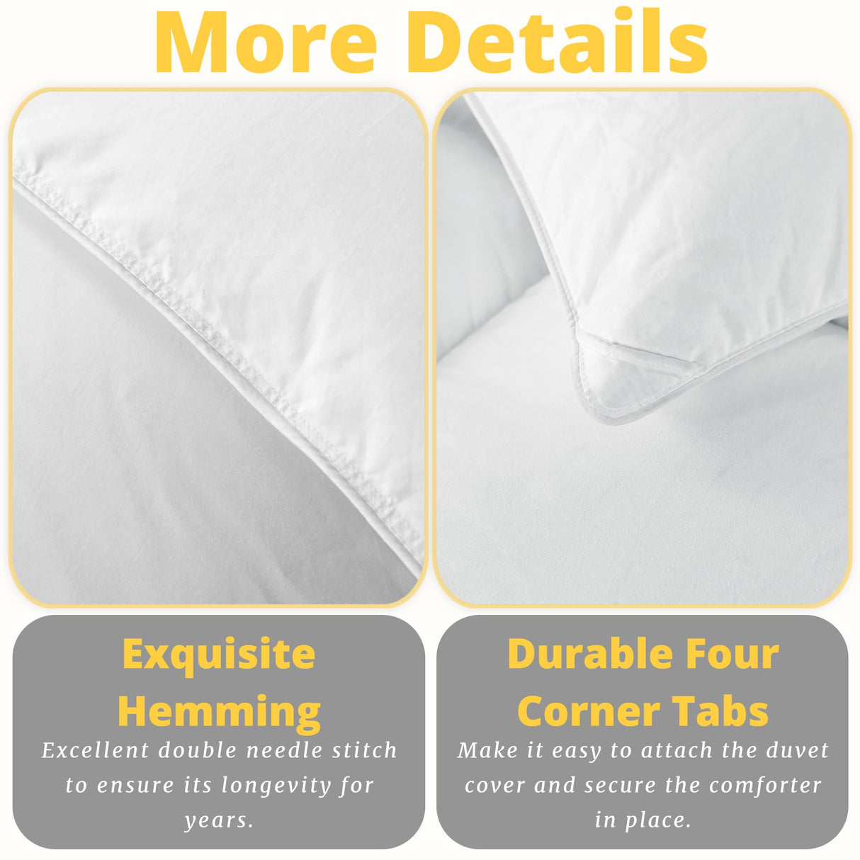 ELNIDO QUEEN Goose Feather Down Comforter Queen Size - All Season White Down Duvet Insert - Luxurious Fluffy Hotel Style Bedding Comforter - Ultra Soft 100% Cotton Cover - Queen (90x90 Inch)