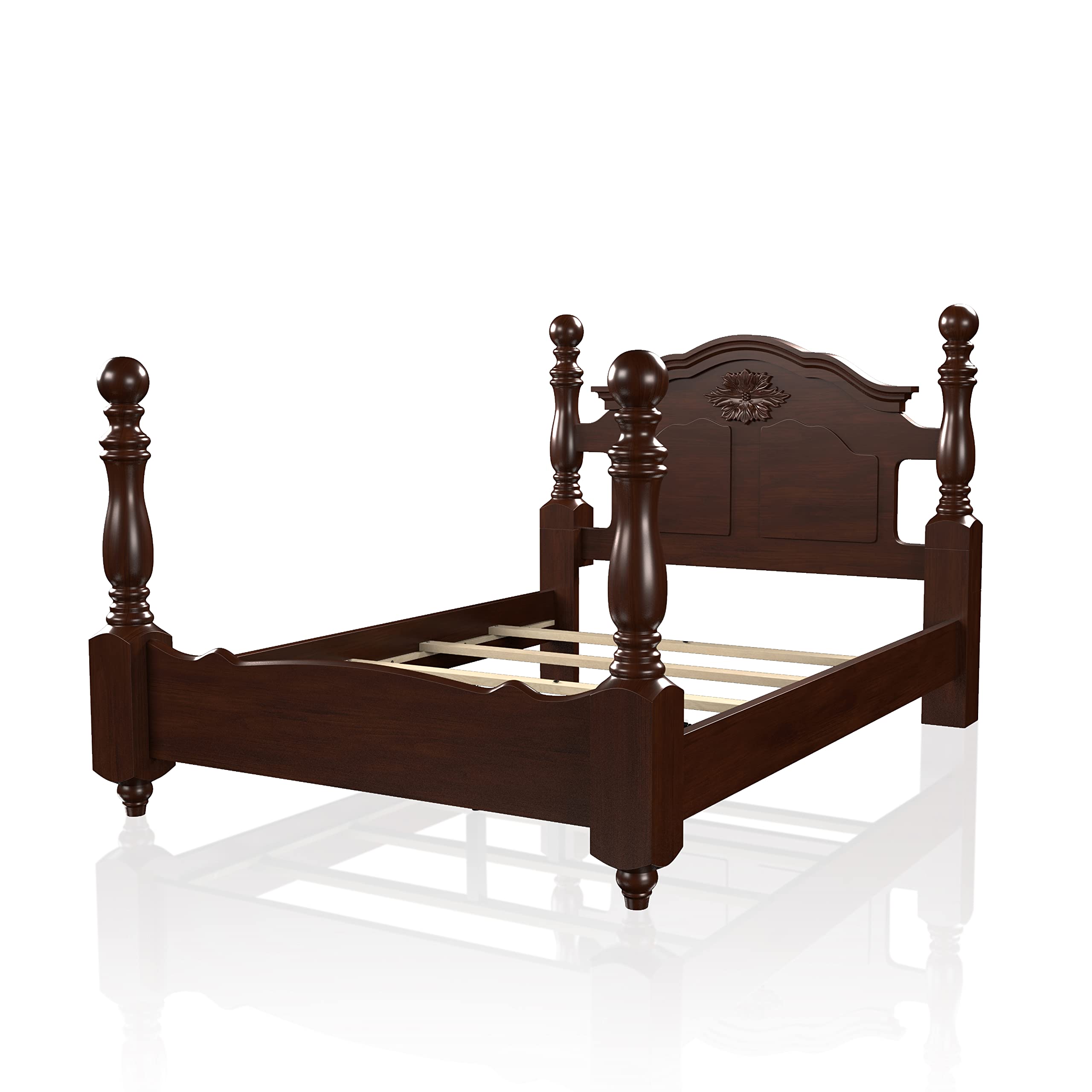 Scarlette Classic Four Poster Bed, Queen, Glossy Dark Pine