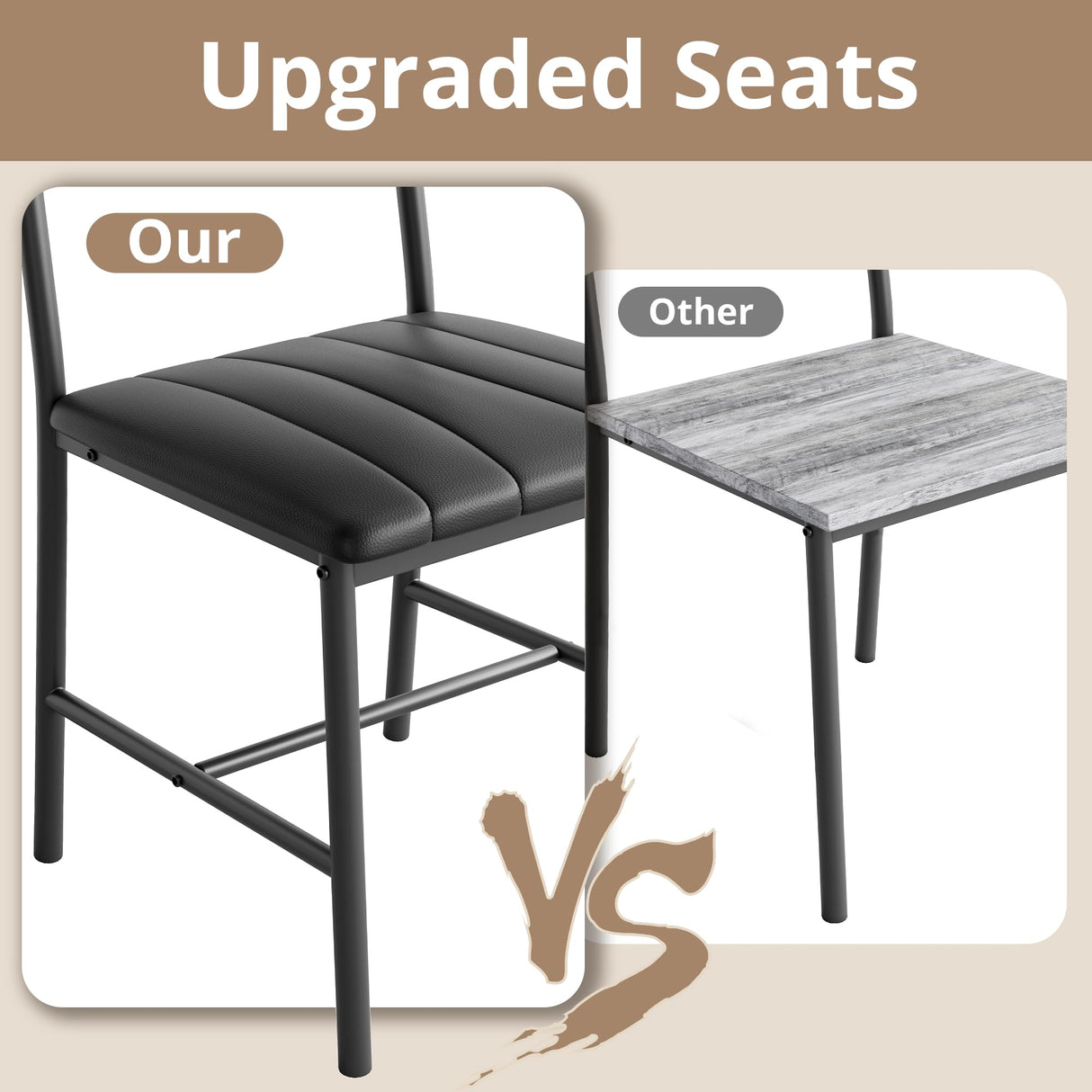 Table Set for 4, Kitchen Table with Upholstered Bench and 2 Chairs, Kitchen Table