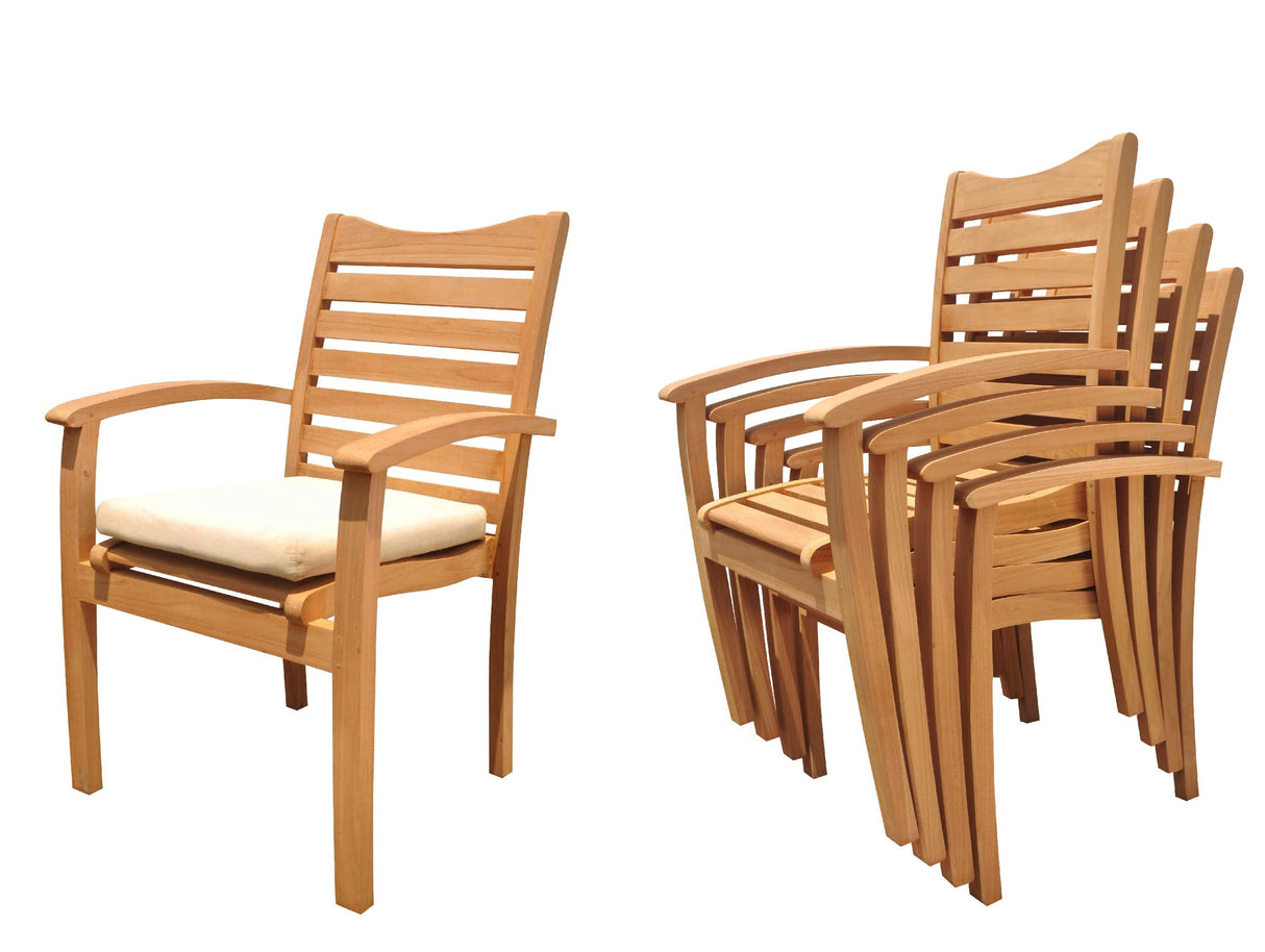 8 Seats 9 Pcs Grade-A Teak Wood Dining Set: 94" Double Extension Mas Rectangle Trestle Leg Table