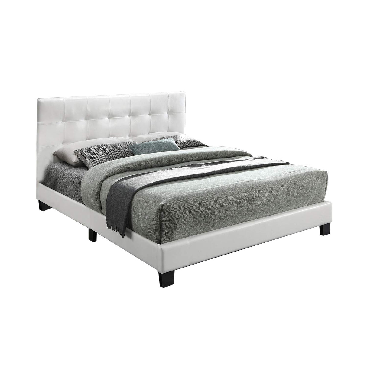 Twin Faux Leather Upholstered Bed, White