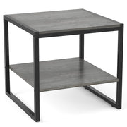 End Table, 20 Inch Square Side Table Modern Night Stand with 2-Tier Storage Shelf