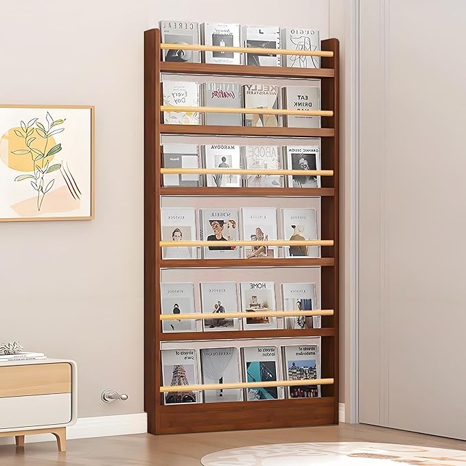 Bookshelf, Tall Narrow Book Shelf, Behind Door 3-6 Tier Wall Bookcase for Bedroom