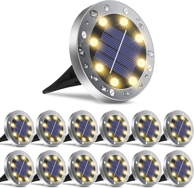 Solar Lights Outdoor,12 Pack Solar Lights Outdoor Waterproof