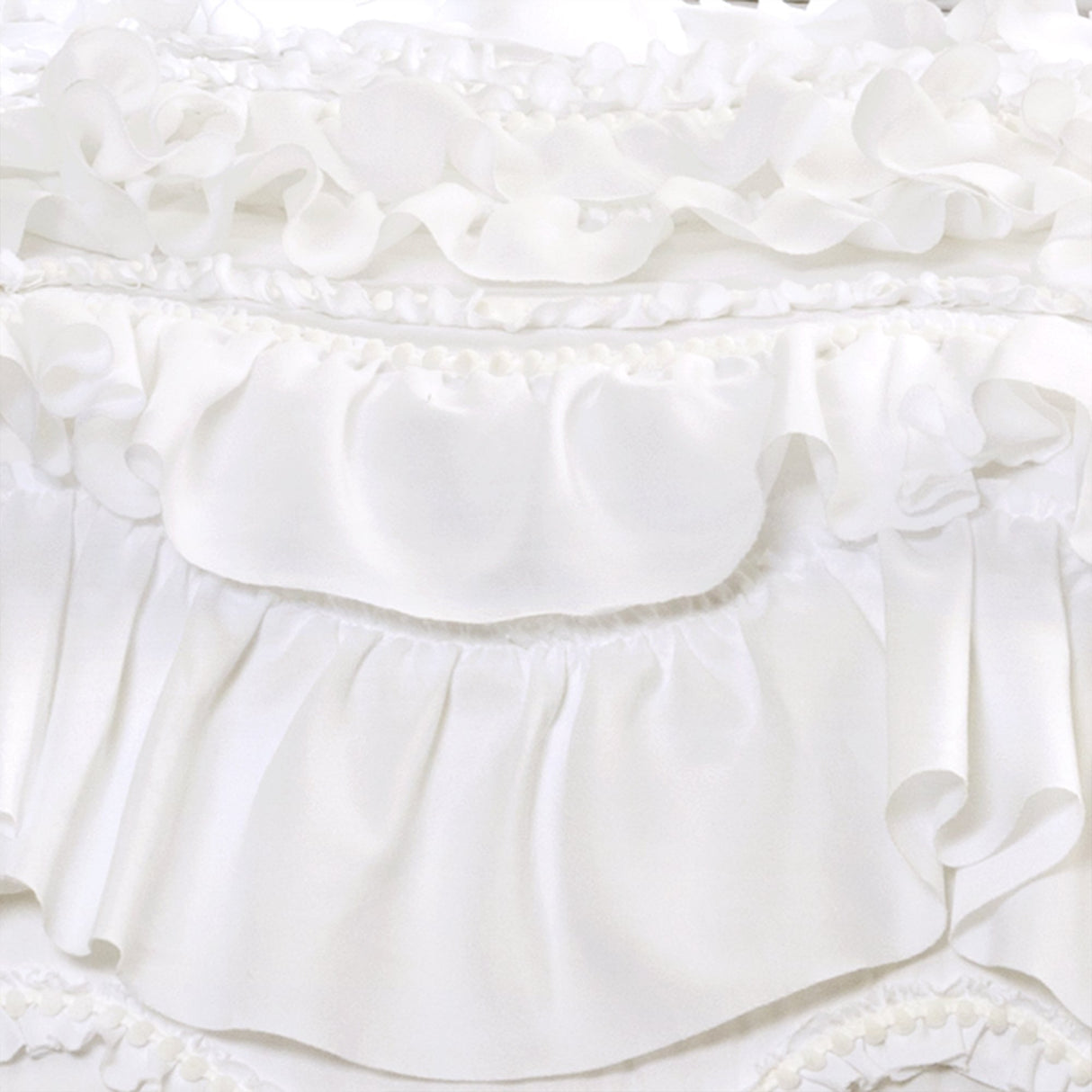 Kemmy Quilt - Ruffled Textured 3 Piece Full Queen Size Bedding Set, White