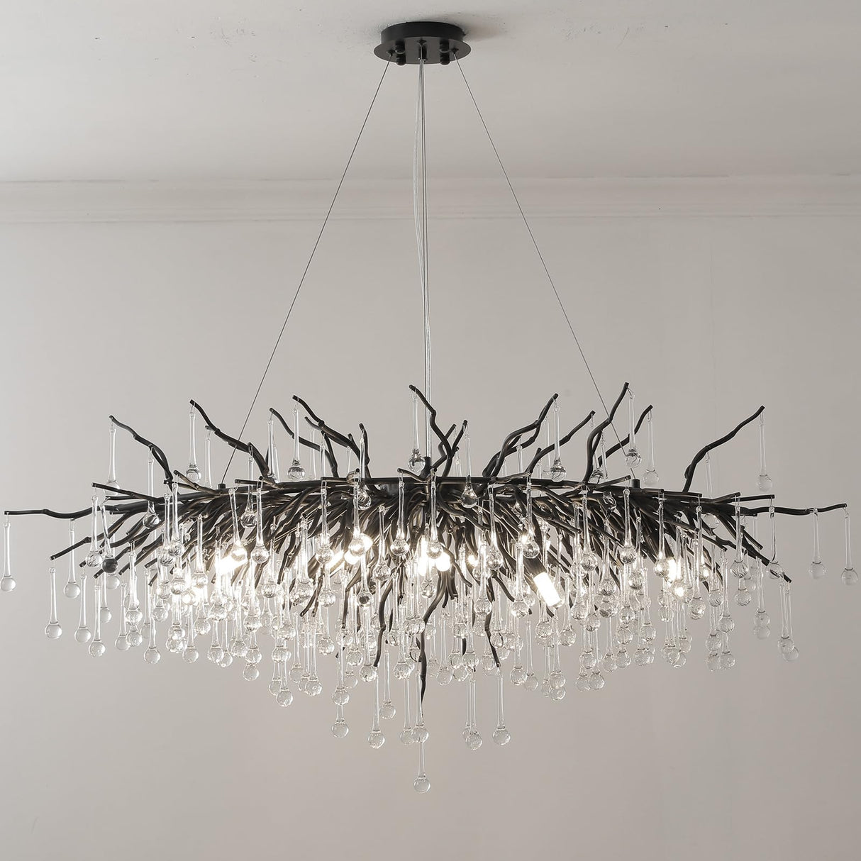 Black Chandelier, Modern Crystal Chandelier Frosted Tree Branch Chandelier Large Kitchen