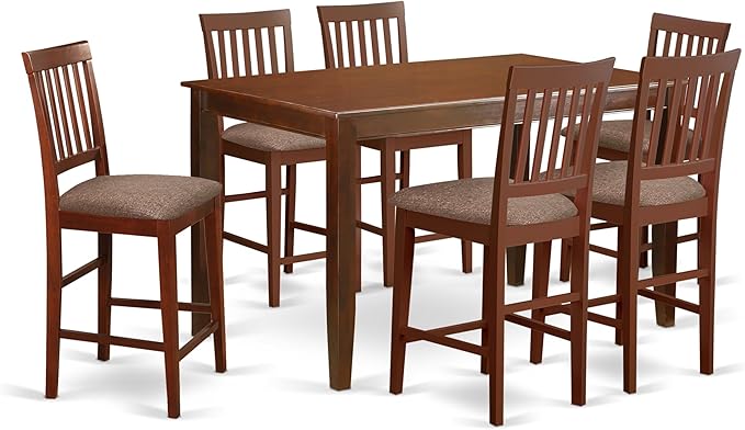 DUVN7H-MAH-LC 7 Piece Counter Height Dining Table Set Consist of a Rectangle Wooden