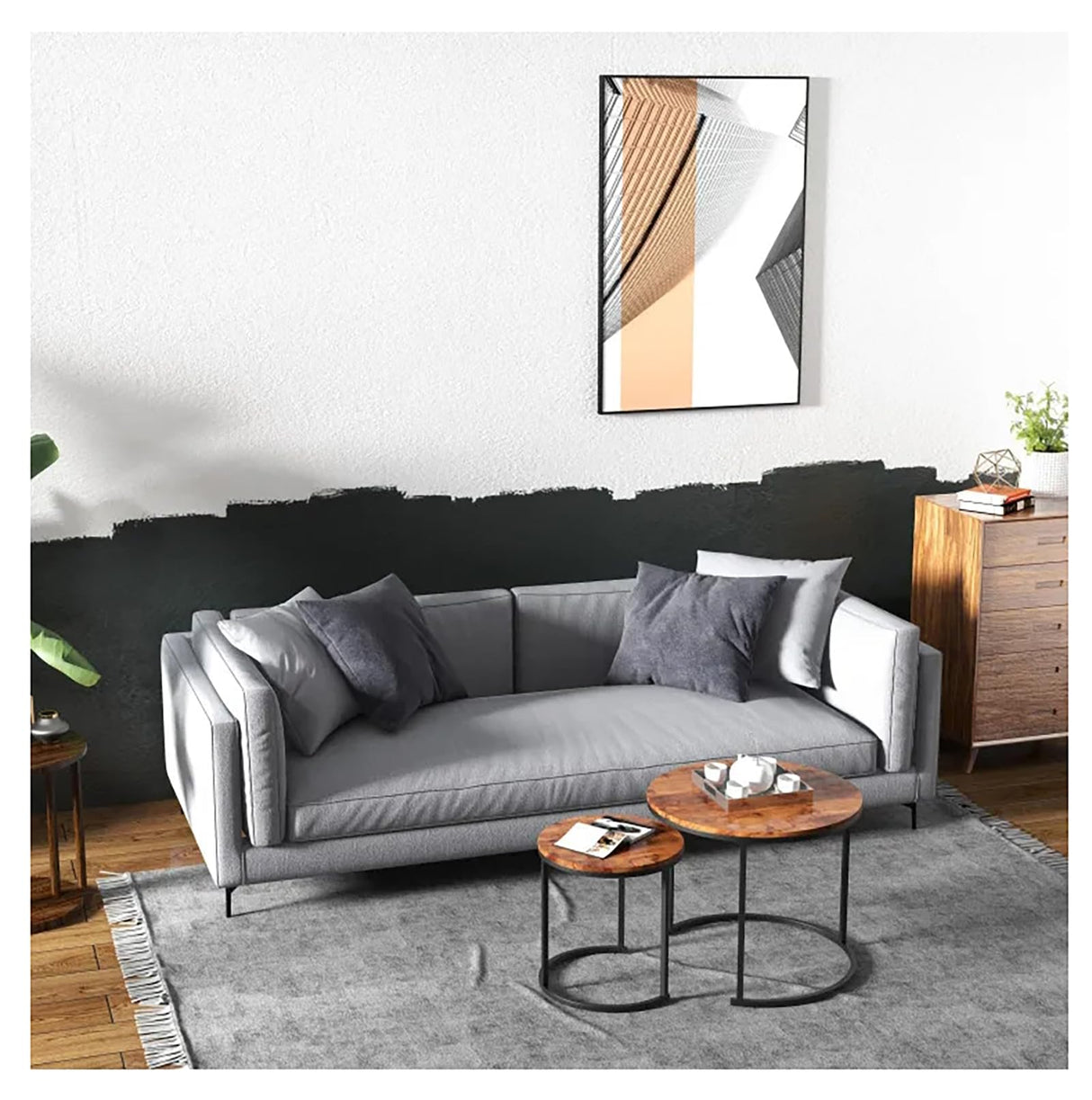 Nesting Coffee Table Set of 2, Nesting Table, Rustic Stacking Side Tables