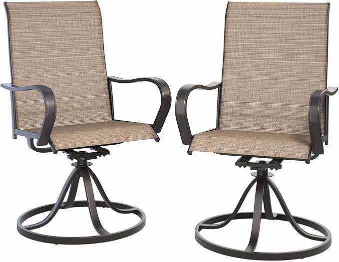 Patio Chairs, Swivel Outdoor Chairs Set of 2, Textilene Outdoor Swivel Rocker Patio Chairs