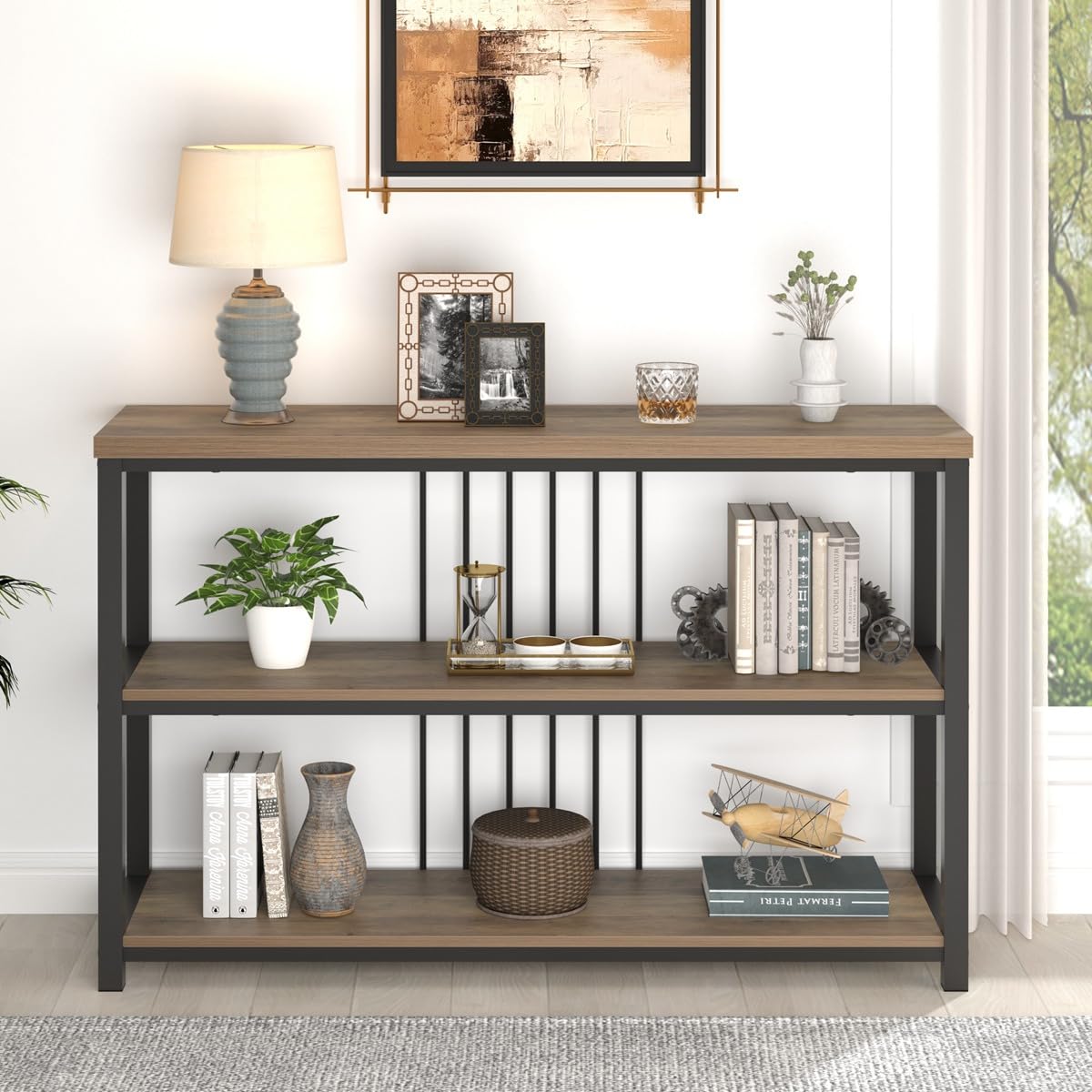 Sofa Console Table, Modern Entryway/Hallway Table for Living Room, Oak