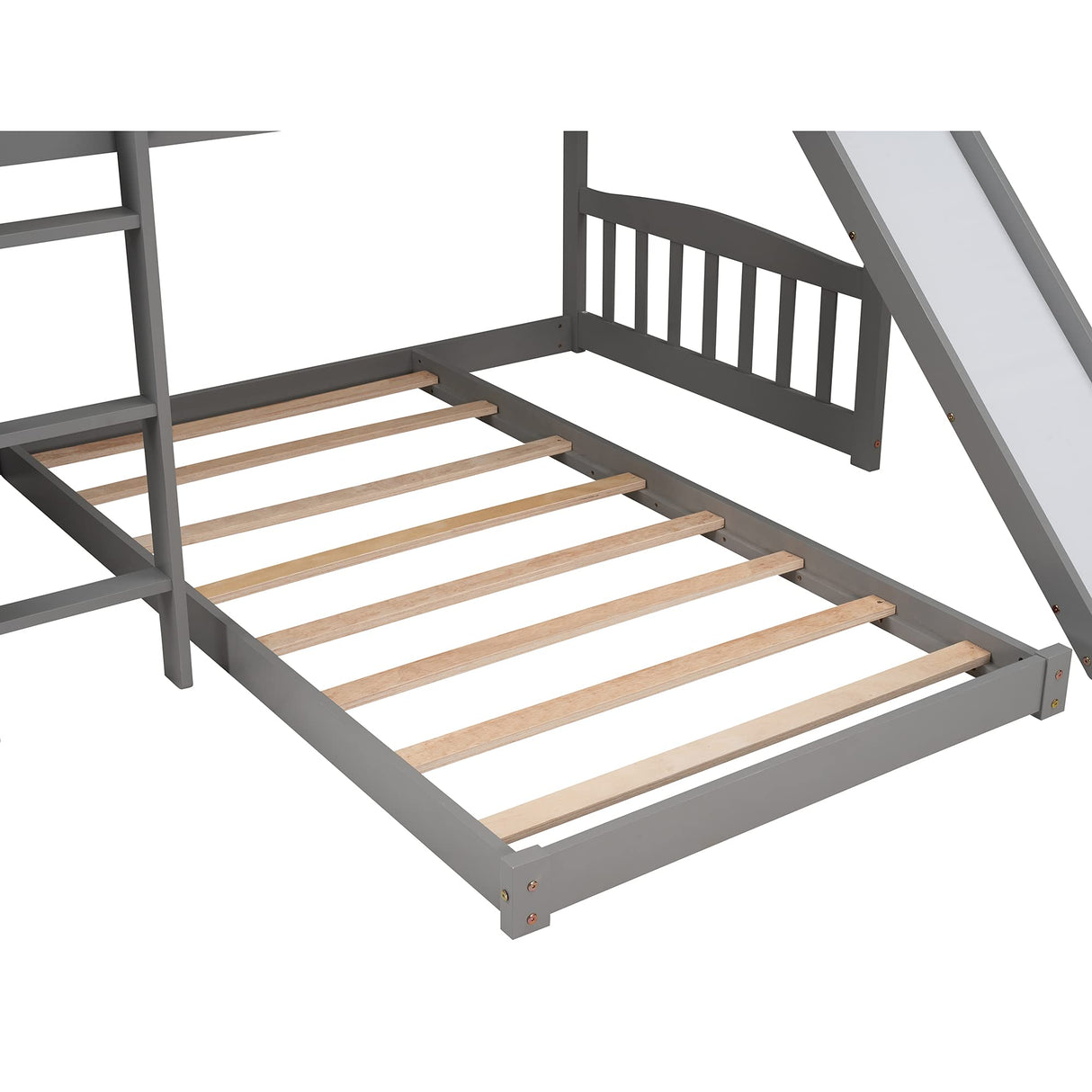 Twin Bunk Bed with Slide, Solid Wood Bunk Loft Bed Frame with Two Drawers Stairs