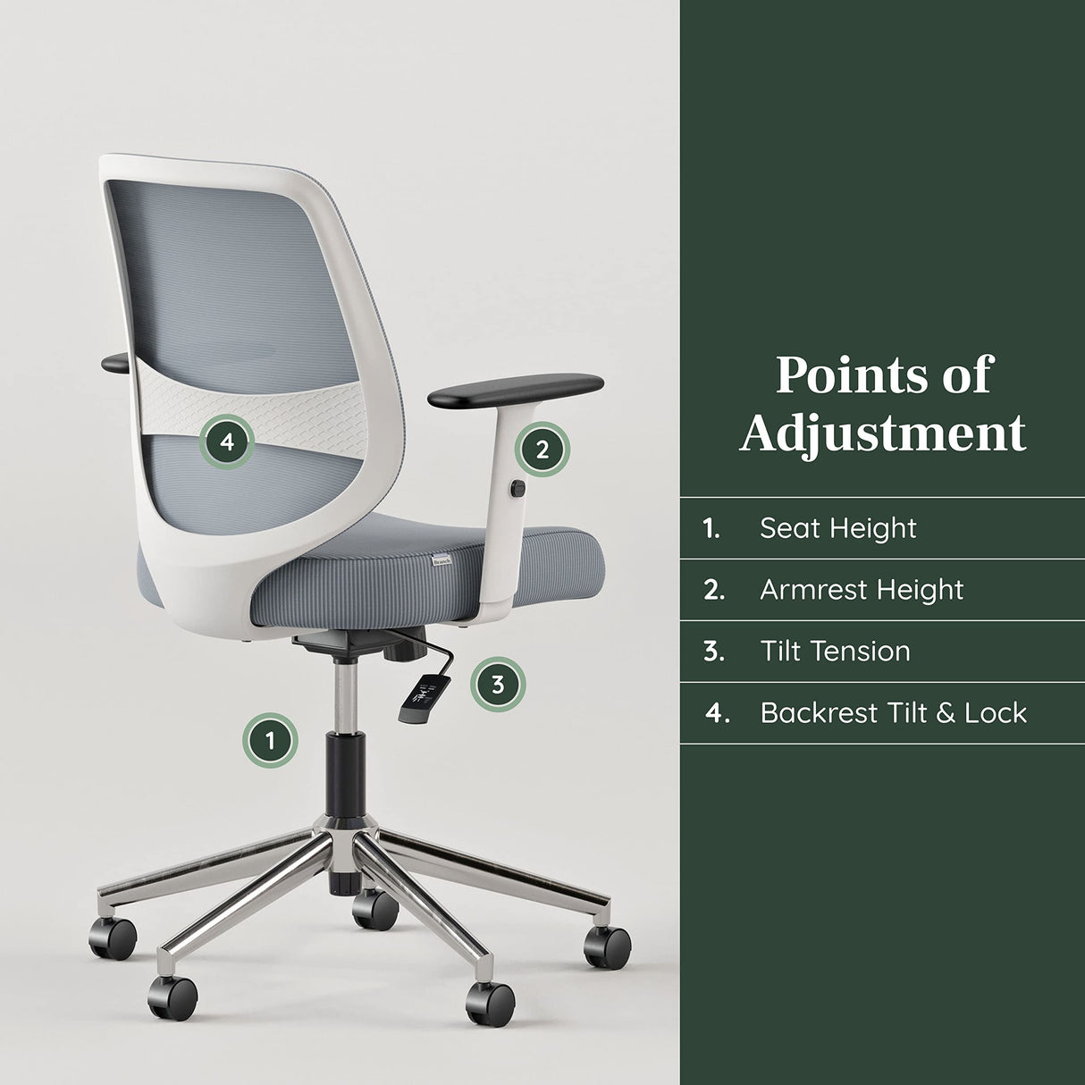 Ergonomic Office Chair – Adjustable Lumbar Support, Swivel, & Armrests