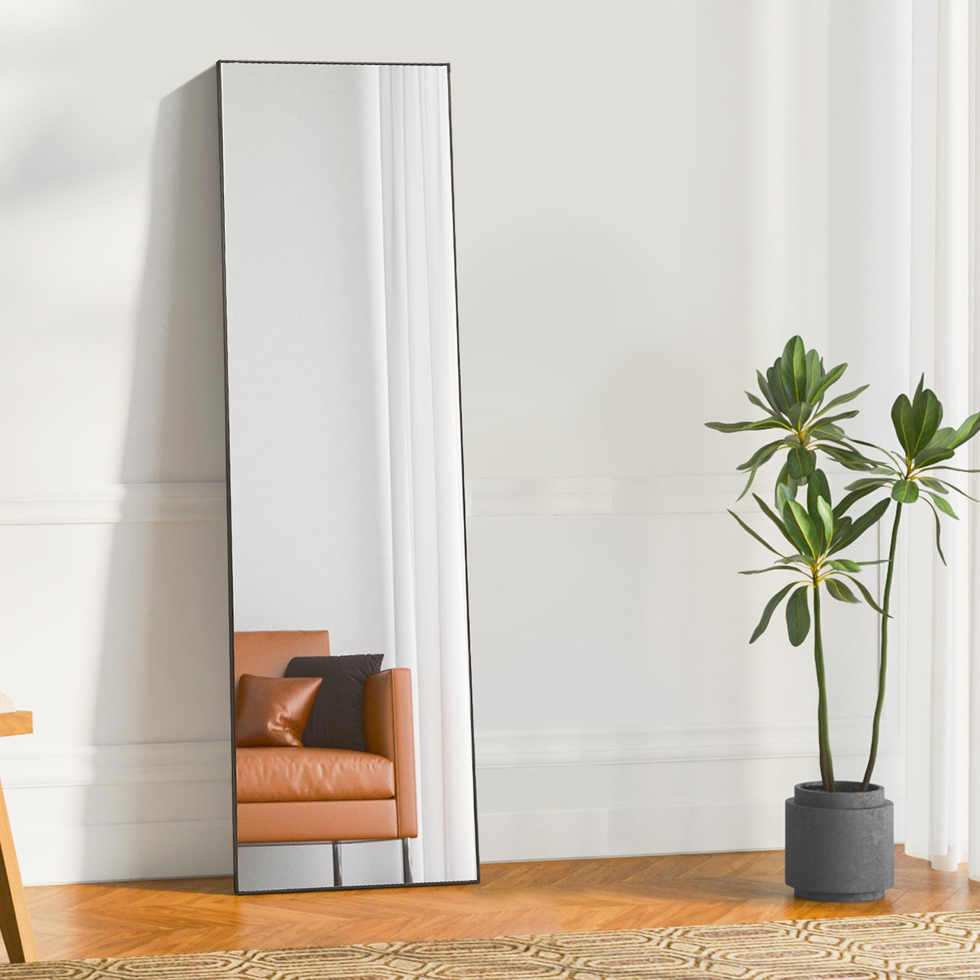 63"x20" Full Length Mirror with Stand, Large Body Mirror Hanging or Leaning Against Wall