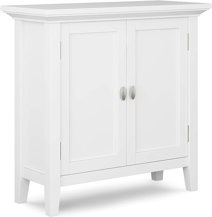 Redmond SOLID WOOD 32 Inch Wide Transitional Low Storage Cabinet in White