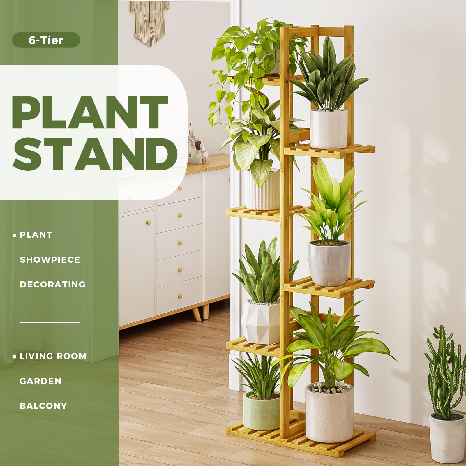 EcoHaven 6-Tier Bamboo Corner Plant Stand