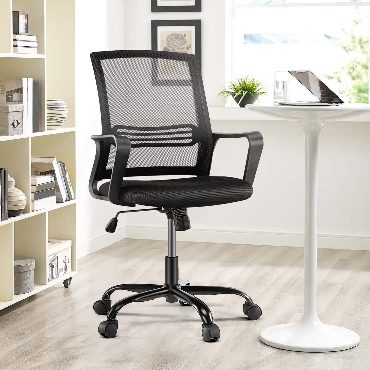 Ergonomic Home Office Desk Chair with Comfortable Lumbar Support, Mid Back