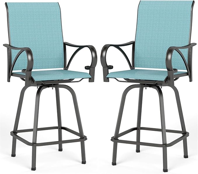 Outdoor Bar Stools Set of 4, Patio Bar Height Sling Chairs