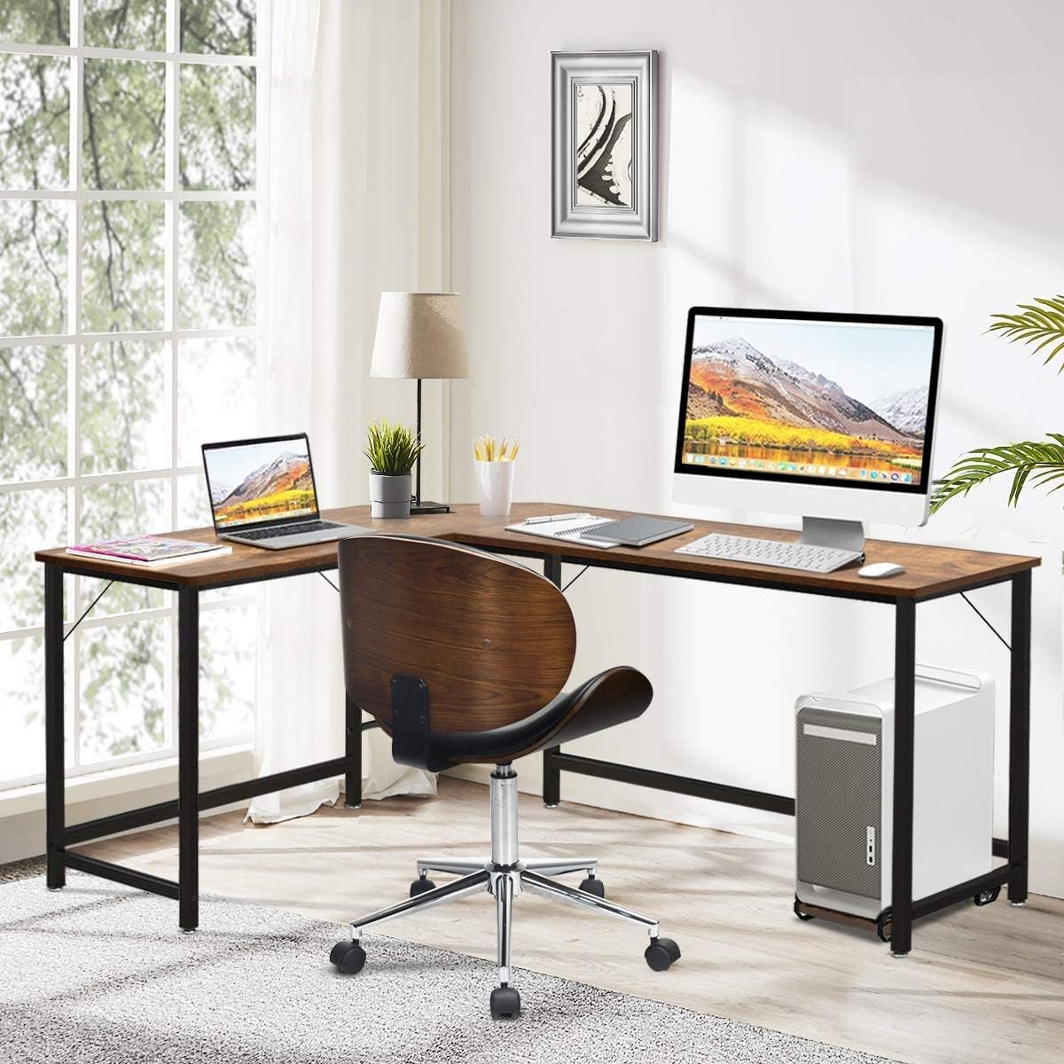 L-Shaped Corner 66" Home Office Workstation Study Table