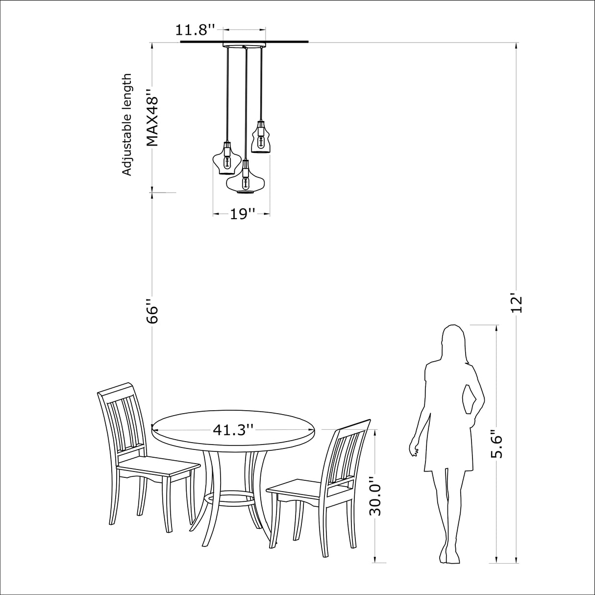 Jojospring Tasia Antique Black/Clear Mouth-Blown Glass Cluster Pendant Chandelier