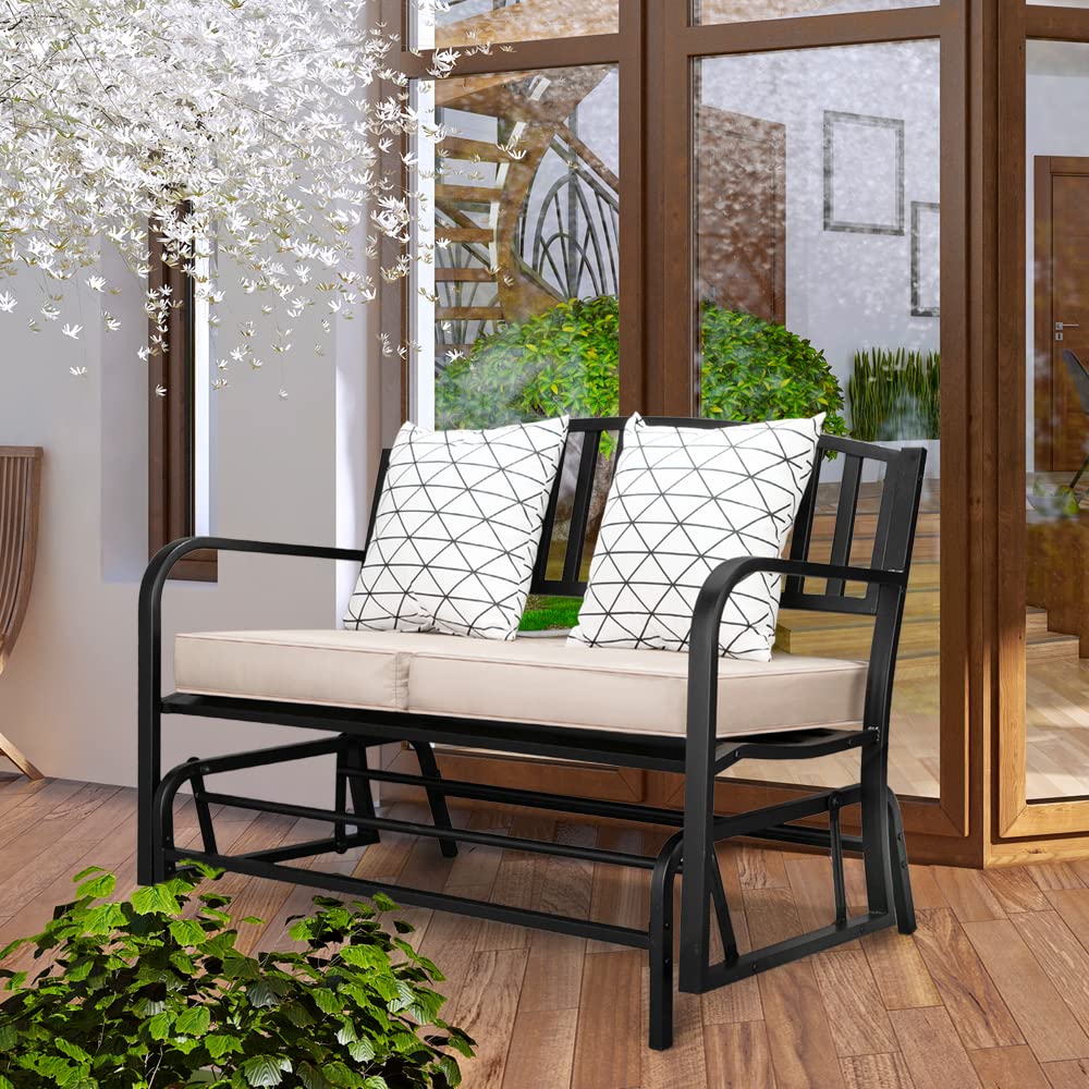 50 inch Outdoor Glider Bench Metal Outdoor Bench Porch Glider Rocking Bench