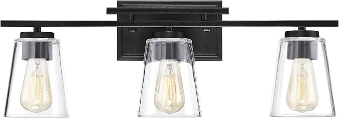 8-1020-3-SN Calhoun Modern Bohemian Clear Glass Bathroom Vanity Wall Light