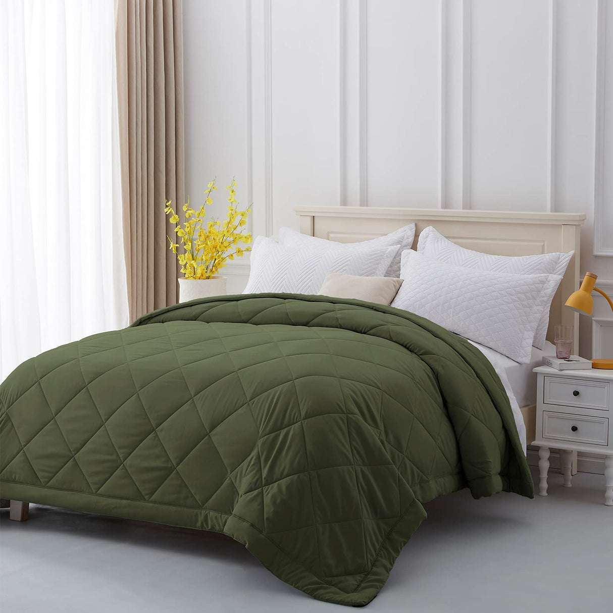 Olive Grey Down Alternative Bedding Comforters Queen Size