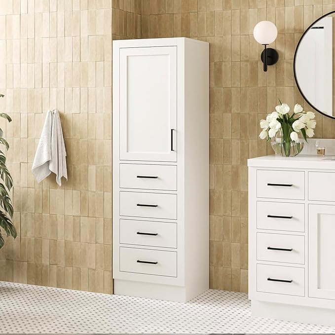 Hepburn Bathroom Storage Cabinet - Solid Hevea Wood and Fully Assembled for Long-Lasting