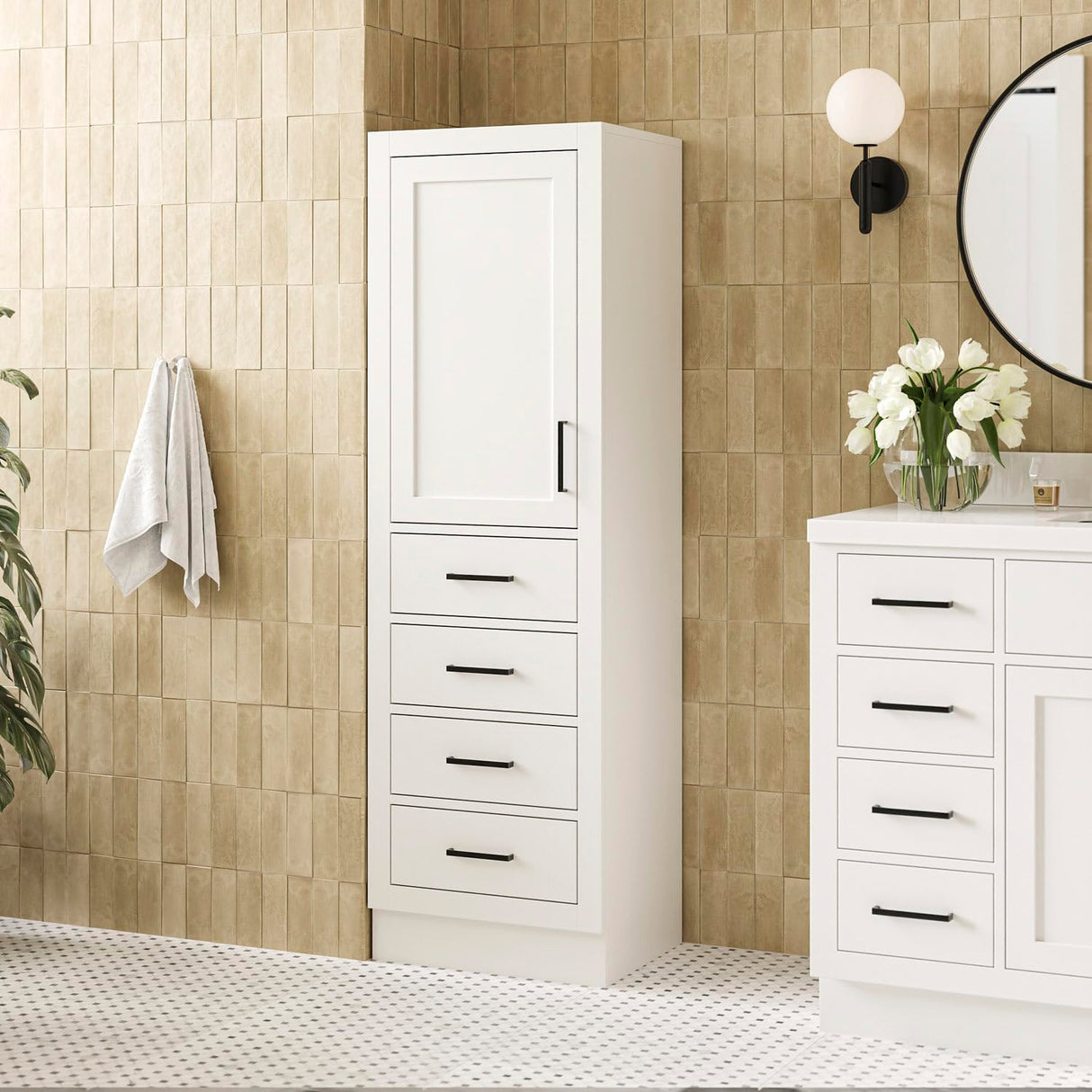 Hepburn Bathroom Storage Cabinet - Solid Hevea Wood and Fully Assembled for Long-Lasting
