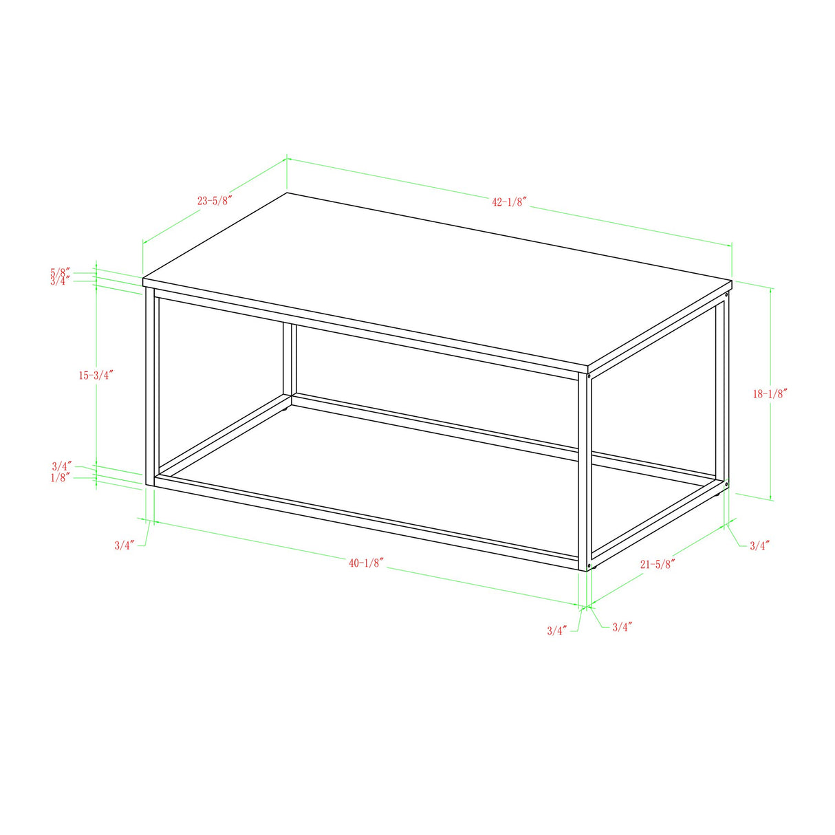 Modern Marble and Metal Frame Open Rectangle Coffee Accent Table Living Room Ottoman