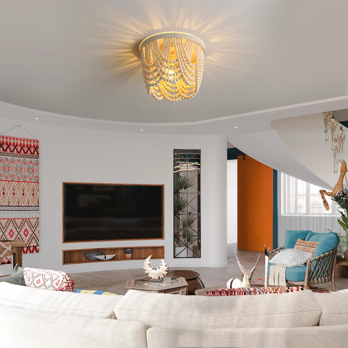 Boho Light Fixture Boho Beaded Chandelier Boho Light Fixtures Ceiling Beaded Light