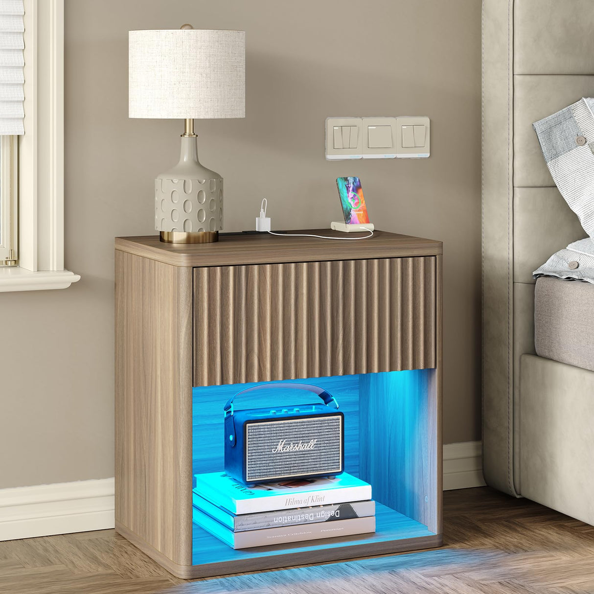 Night Stand, 22.7'' Fluted Nightstand